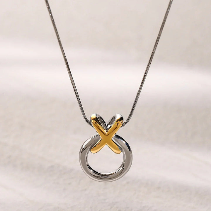 Gold-Plated Hoop Pendant Necklace