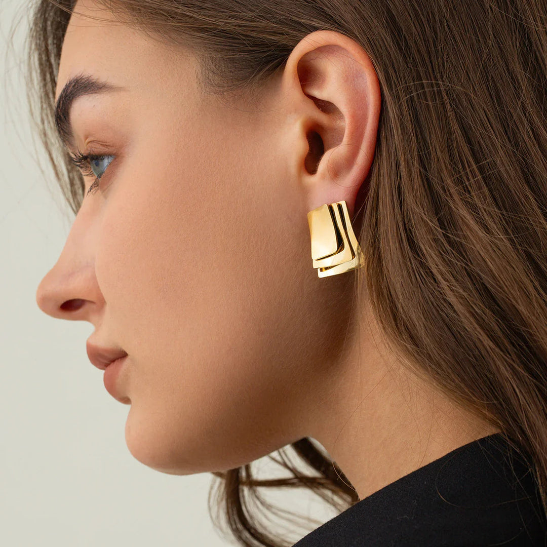 Gold-Plated Geometric Hypoallergenic Earrings