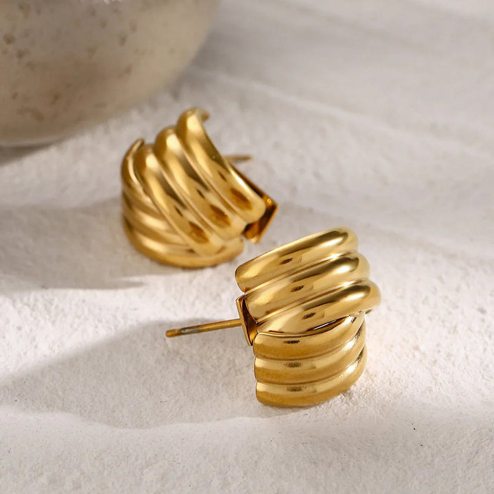 Gold-Plated Stainless Steel Geometric Earrings