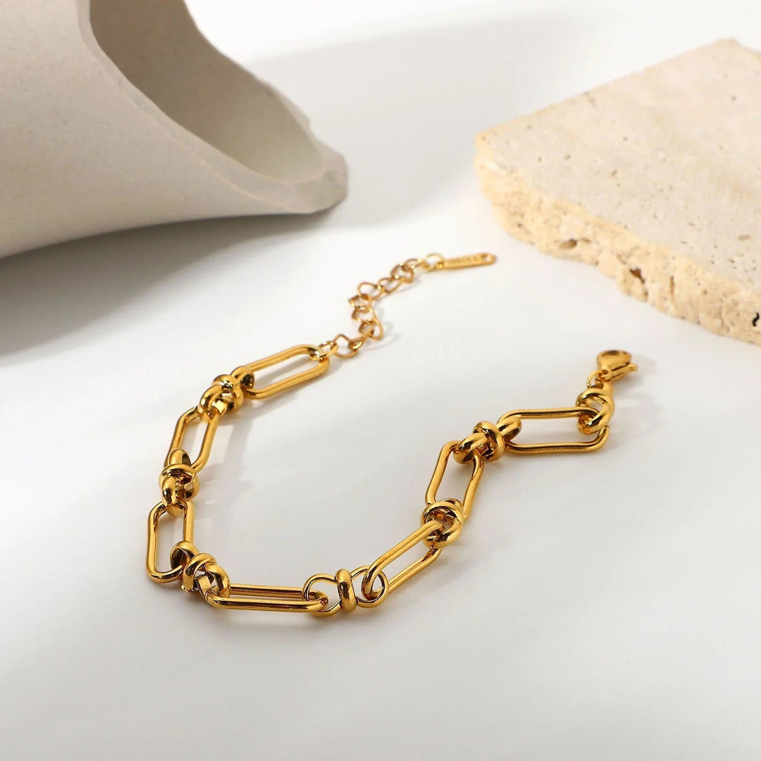 Gold-Plated Paperclip Chain Bracelet