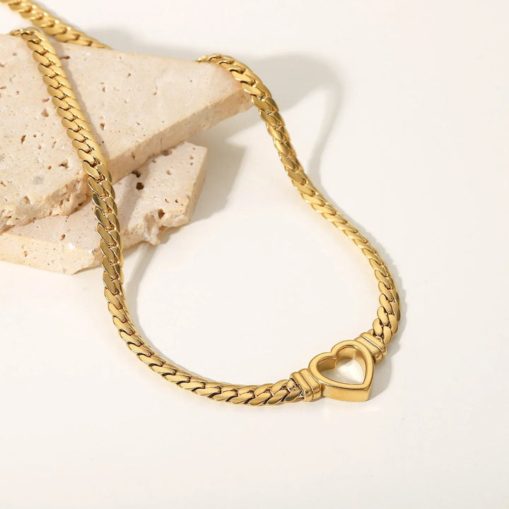 Gold-Plated Heart Choker Necklace