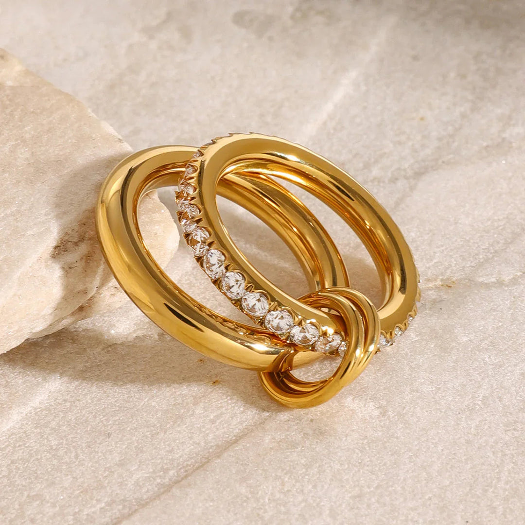 Gold-Plated CZ Stackable Ring for Women