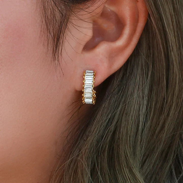 Gold-Plated Diamond Huggie Earrings For Women