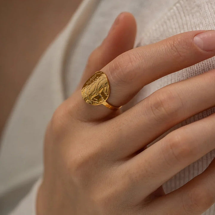 Gold-Plated Adjustable Ring with Stainless Steel