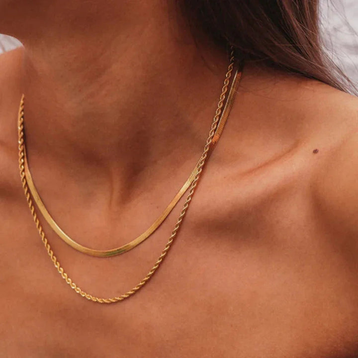 Gold-Plated Layered Chain Necklace for Women