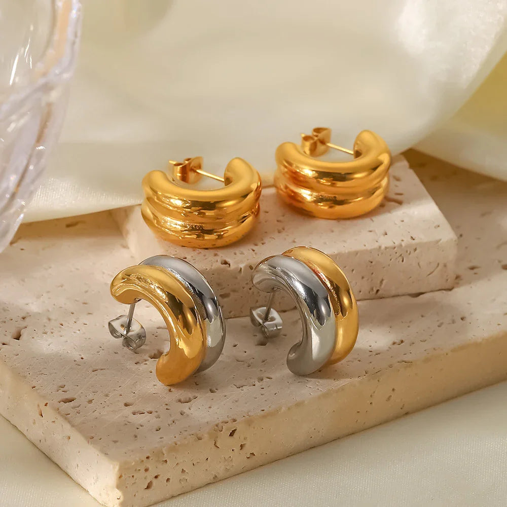 Gold-Plated Chunky Hoop Earrings