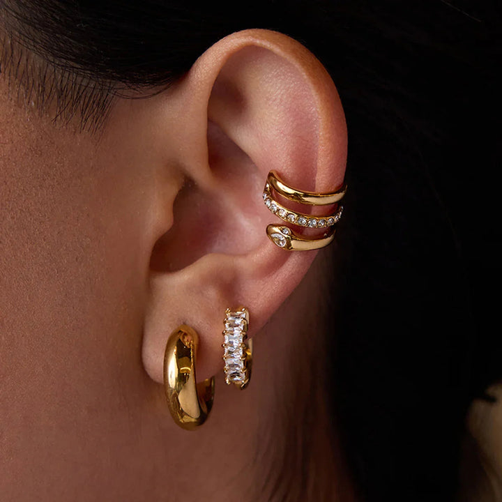 Gold Plated Cubic Zirconia Earrings 3 Piece Set for Women