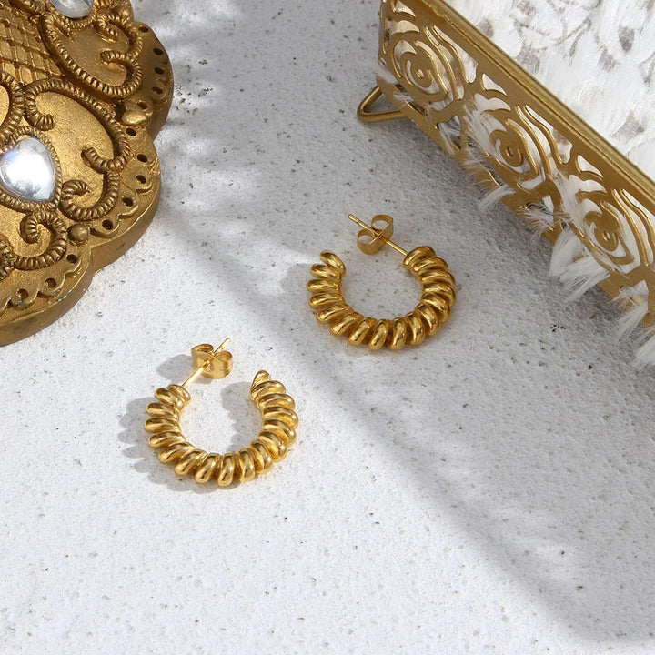 Gold-Plated Twisted Hoop Earrings for Women