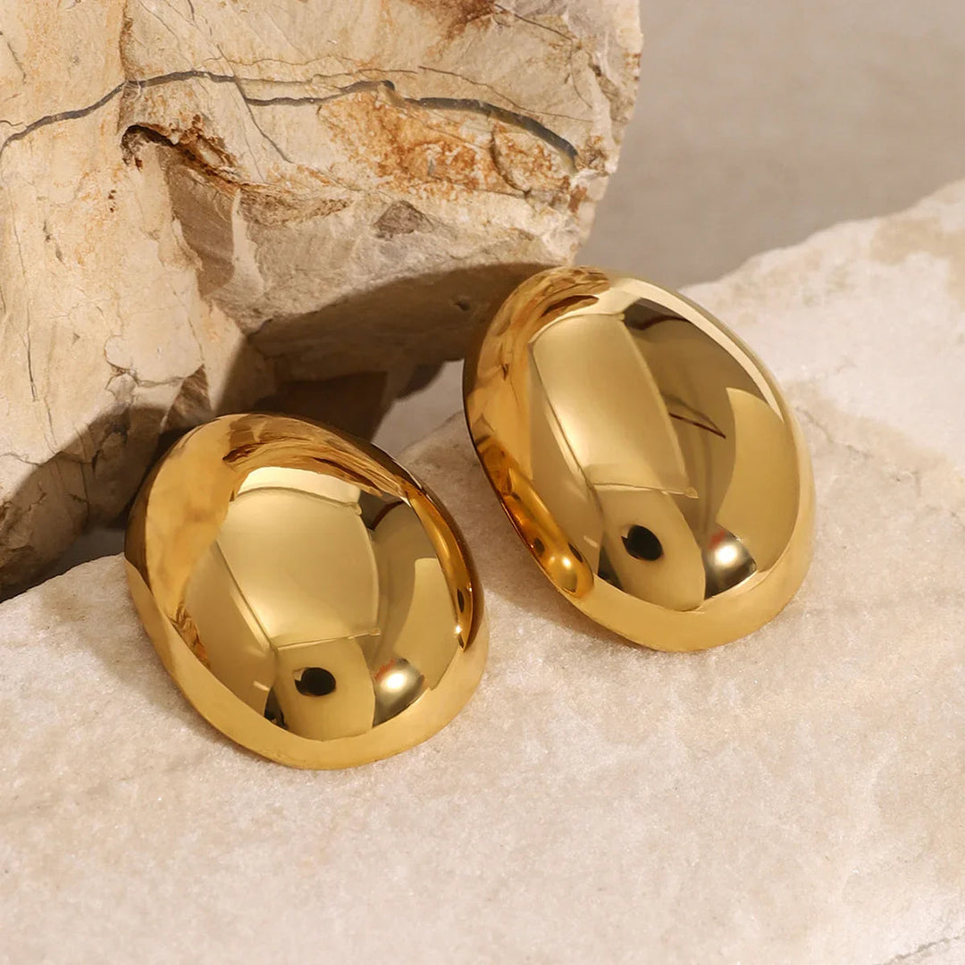 Gold-Plated Bean Stud Earrings for Women