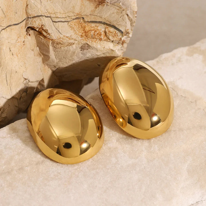Gold-Plated Bean Stud Earrings for Women