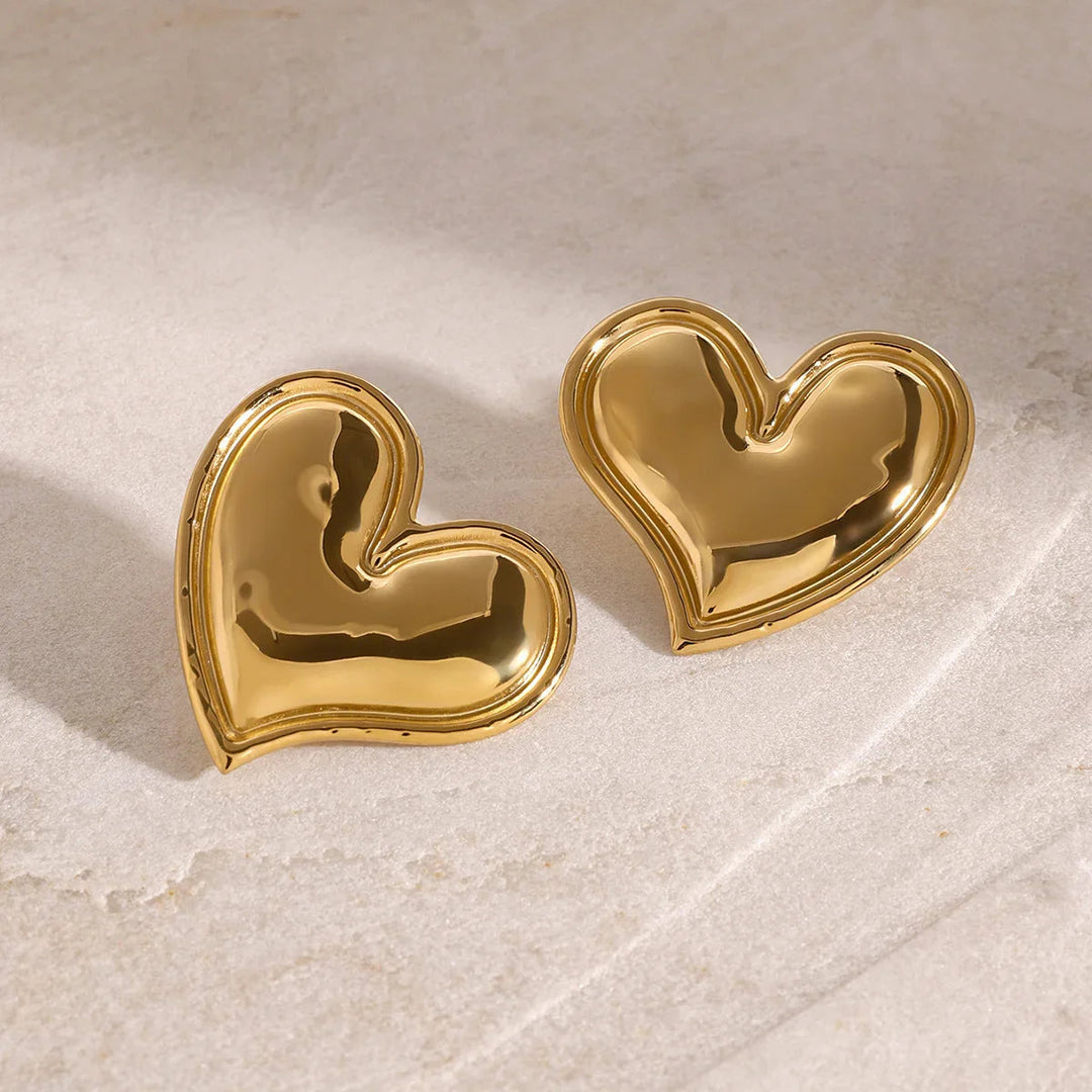Gold-Plated Heart Drop Earrings for Women