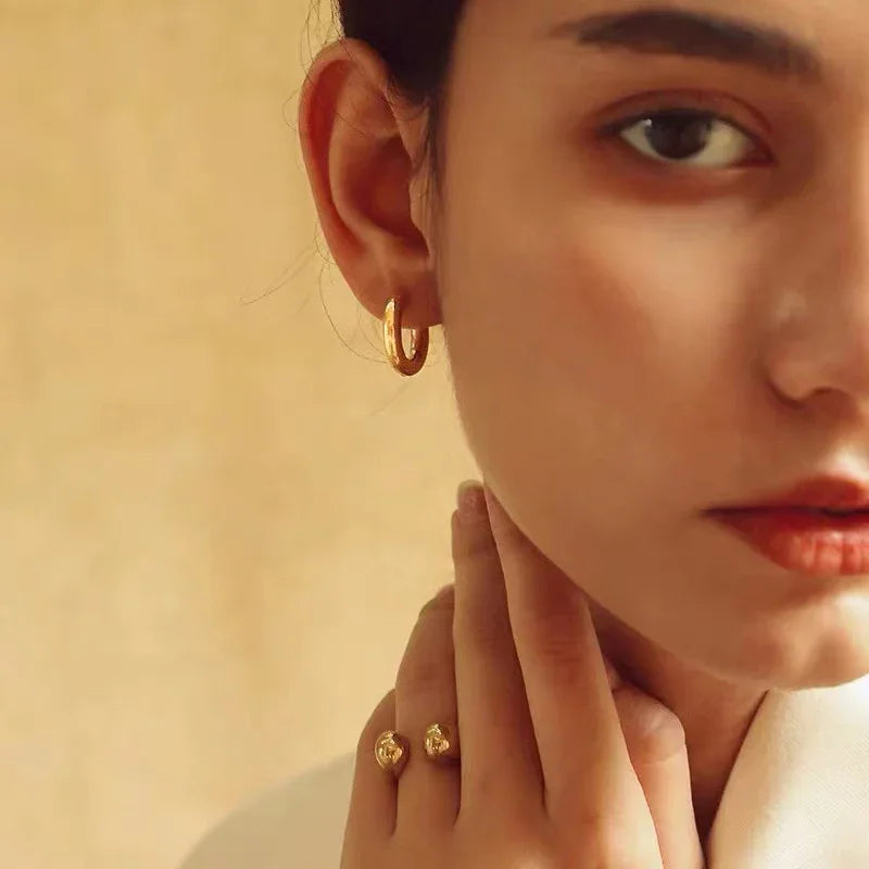 Gold-Plated Stainless Steel Hoop Earrings for Women
