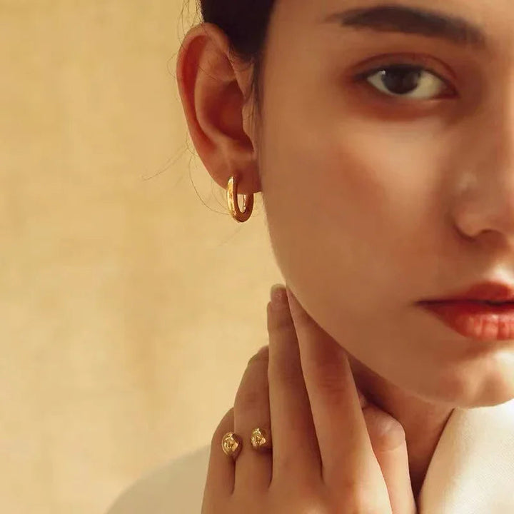 Gold-Plated Stainless Steel Hoop Earrings for Women