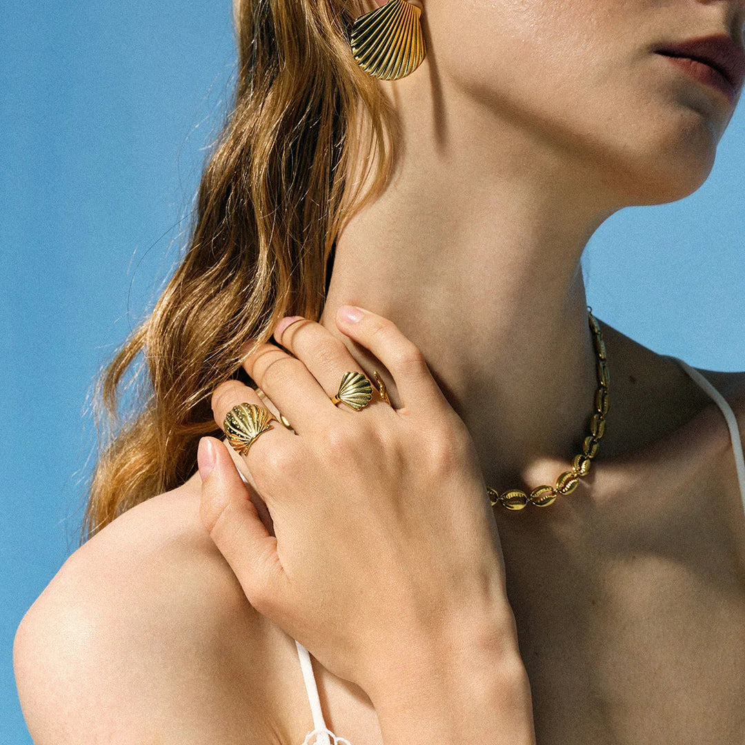 Gold-Plated Seashell Earrings