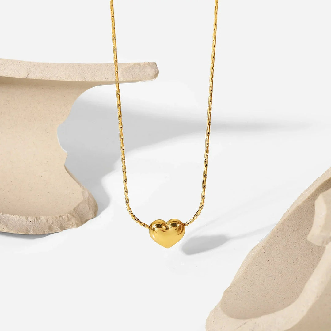 Gold-Tone Puffy Heart Pendant Necklace