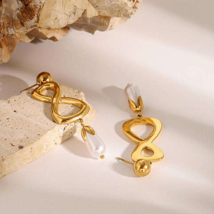 Gold-Plated Faux Pearl Drop Earrings for Women