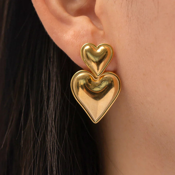 Gold-Plated Heart Earrings
