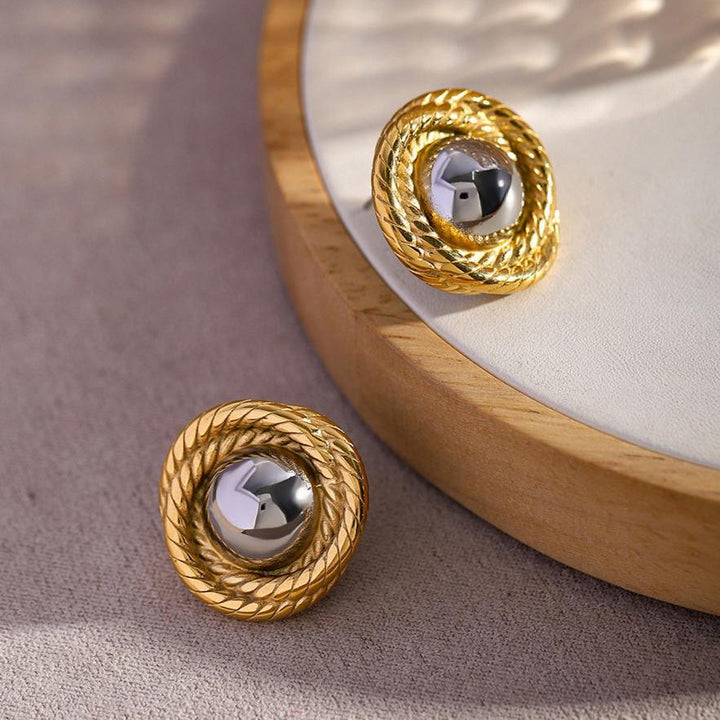 Gold-Plated Woven Earrings with A Playful Touch of Elegance