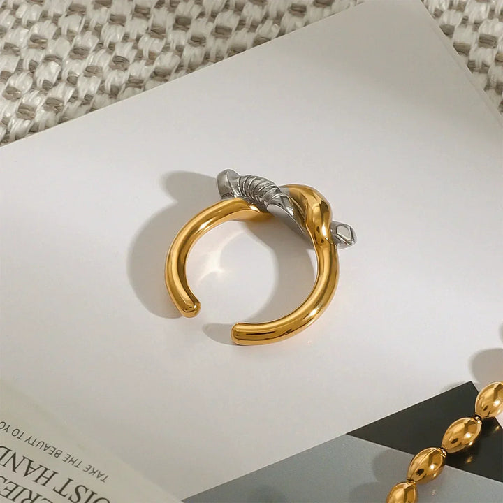 Gold-Plated Silver-Tone Twisted Ring for Women