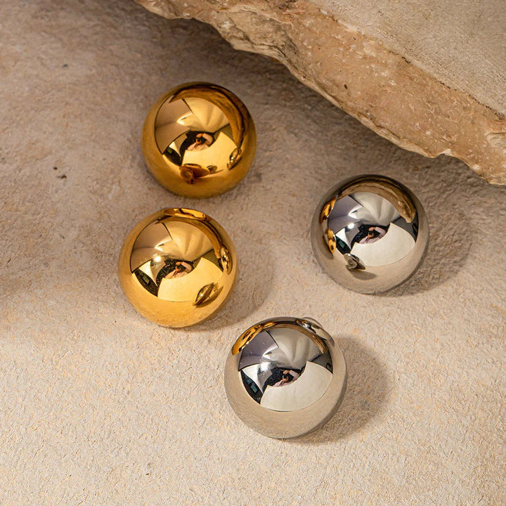 Gold-Plated Chunky Round Stud Earrings