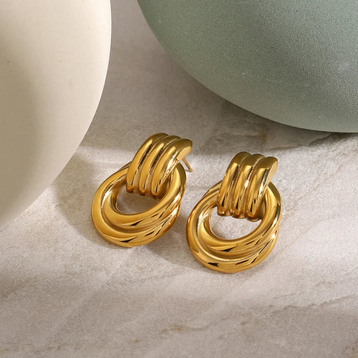 Gold-Plated Layered Hoop Earrings For Women