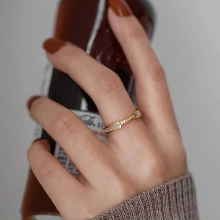 Gold-Plated Stainless Steel CZ Stackable Ring for Women