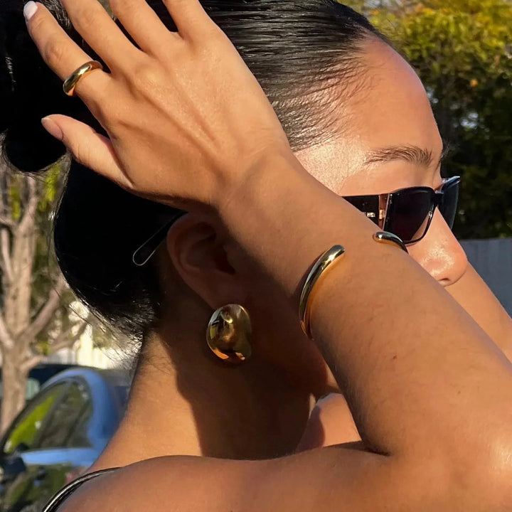 Gold-Plated Chunky Stud Earrings for Women