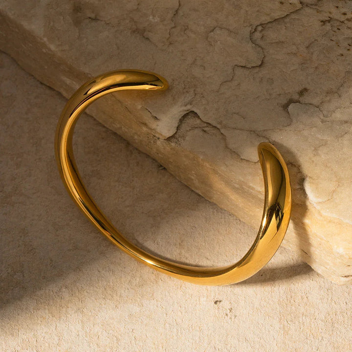 Gold-Plated Contemporary Open Bangle