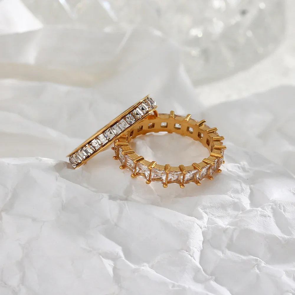 Gold-Plated CZ Band Ring For Women