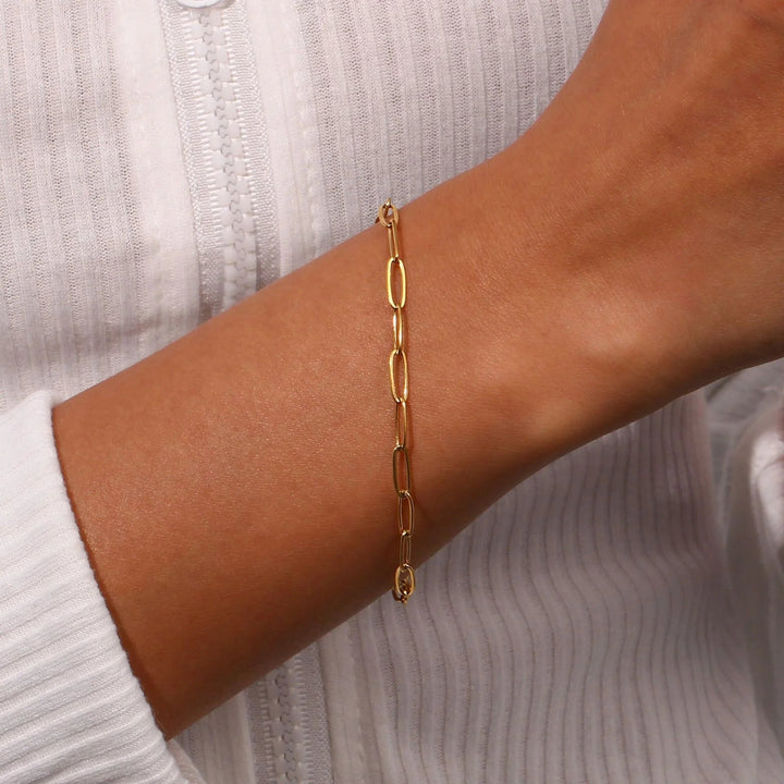 Gold-Plated Link Chain Bracelet for Women