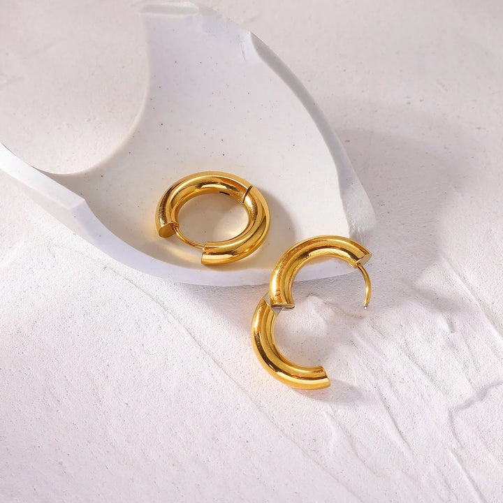 Gold-Plated Stainless Steel Hoop Earrings for Women