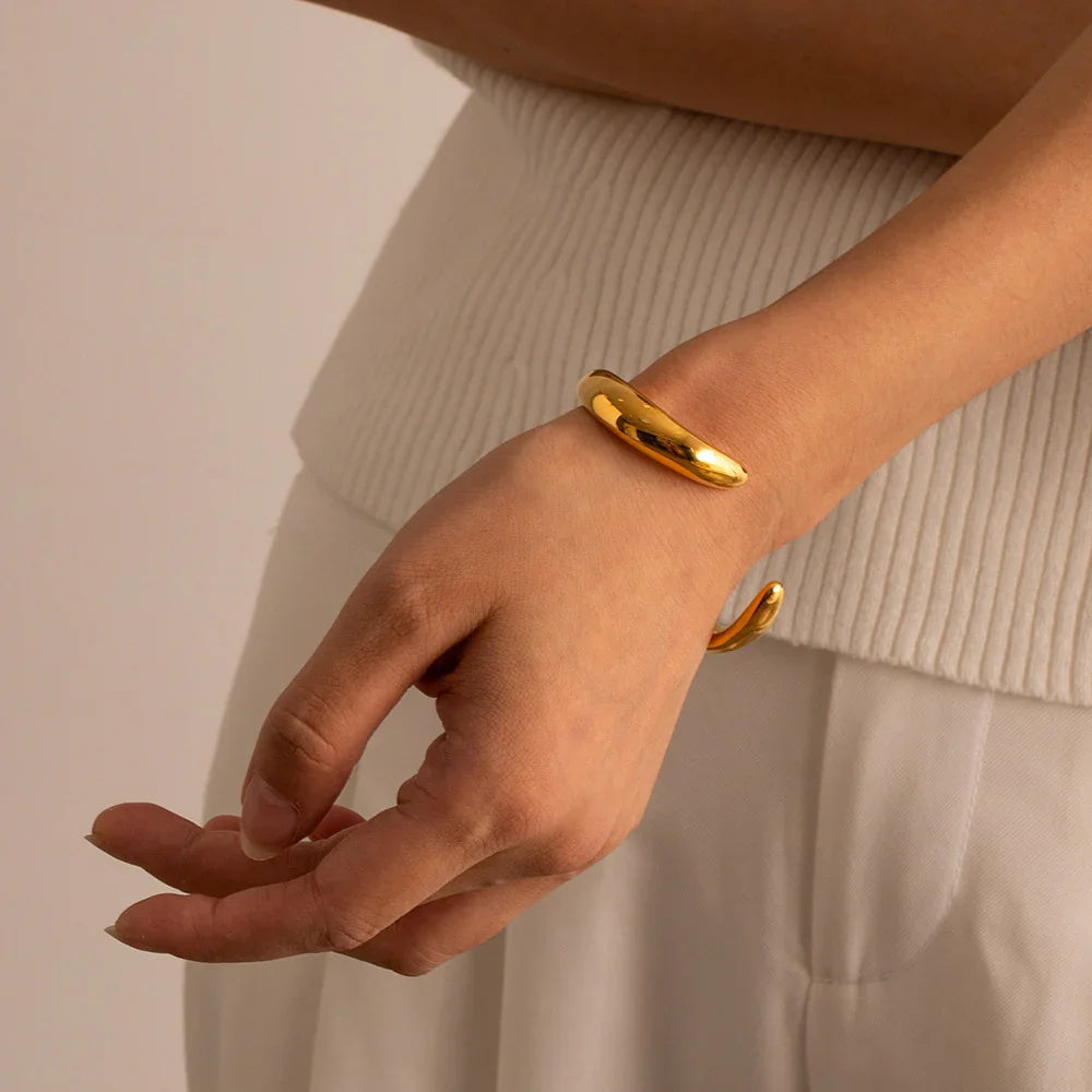 Gold-Plated Contemporary Open Bangle