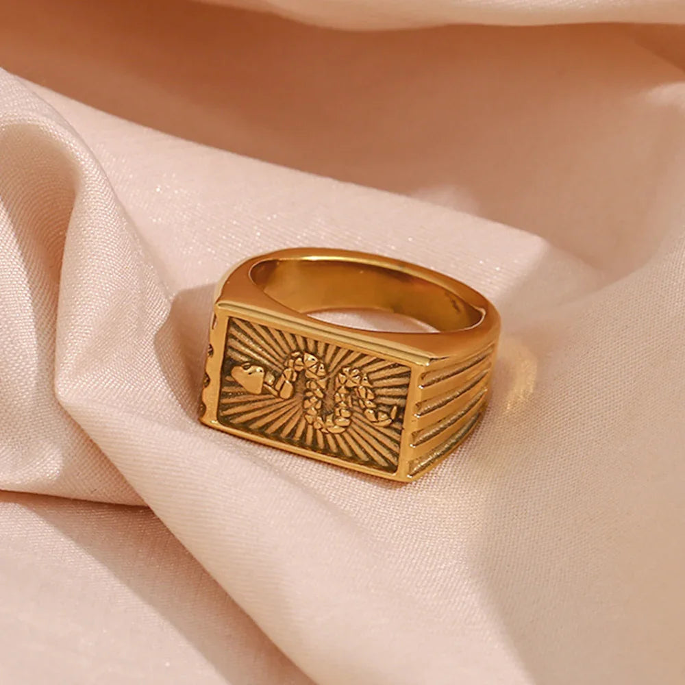 Gold-Plated Serpent Signet Ring For Women