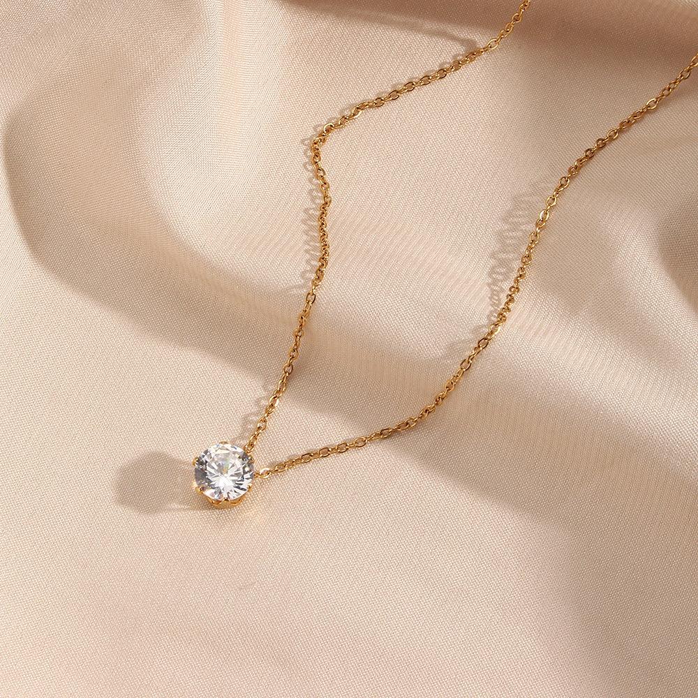 Gold-Plated Cubic Zirconia Pendant Necklace for Women