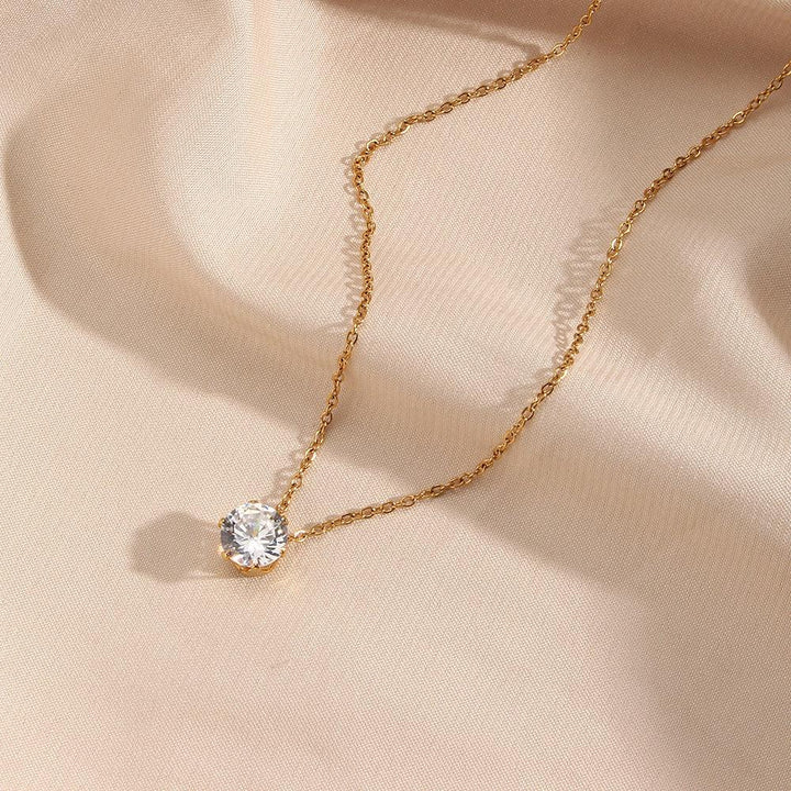 Gold-Plated Cubic Zirconia Pendant Necklace for Women