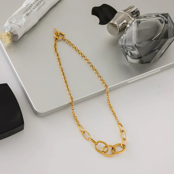 Gold Plated Chain Necklace with Toggle Clasp