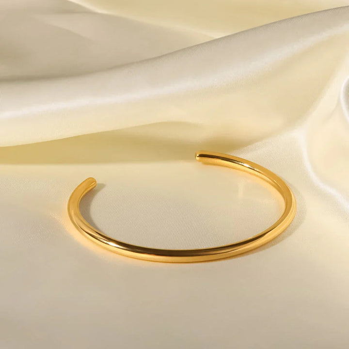 Gold-Plated Minimalist Open Cuff Bangle for Women