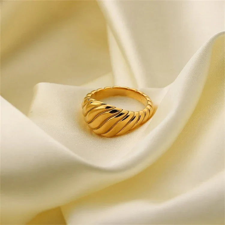 Gold-Plated Croissant Statement Ring Women