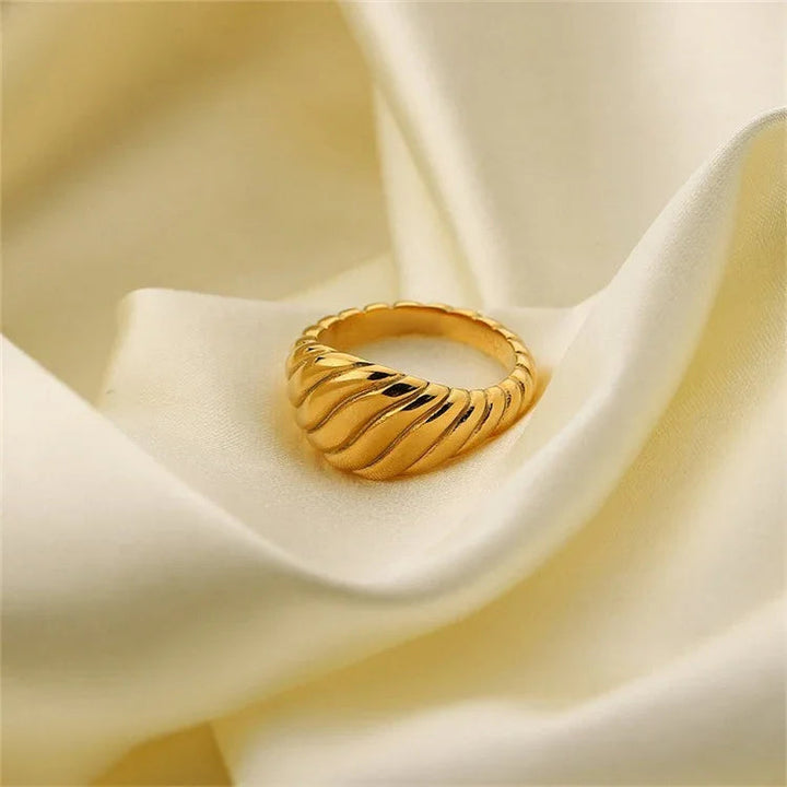 Gold-Plated Croissant Statement Ring Women