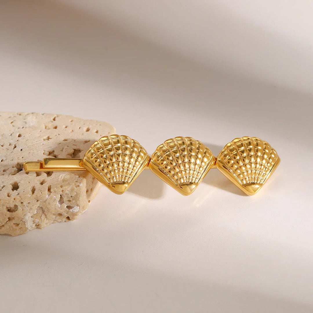 Gold-Plated Coastal Seashells French Pin