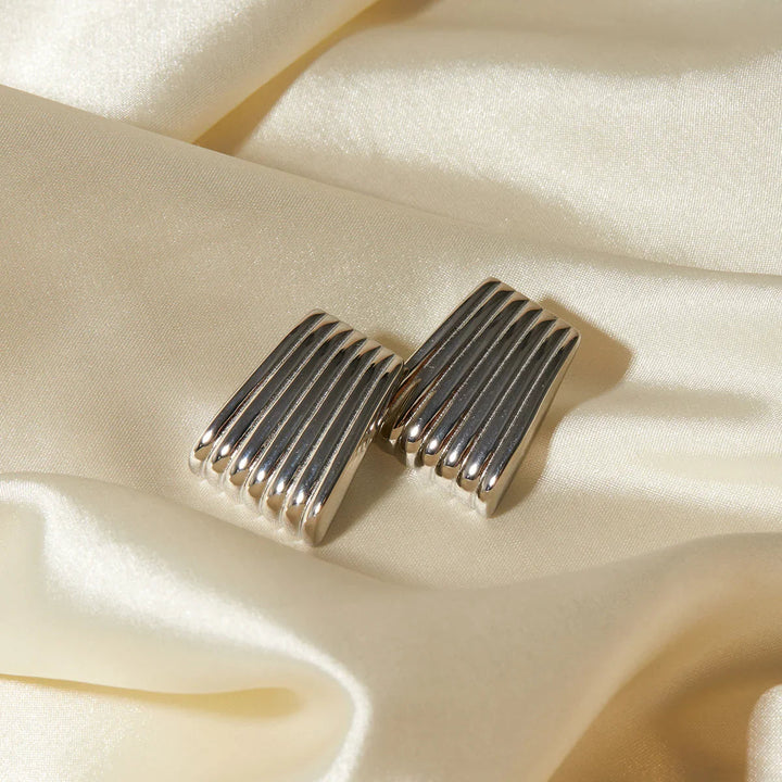 Gold-Plated Textured Bar Stud Earrings for Women