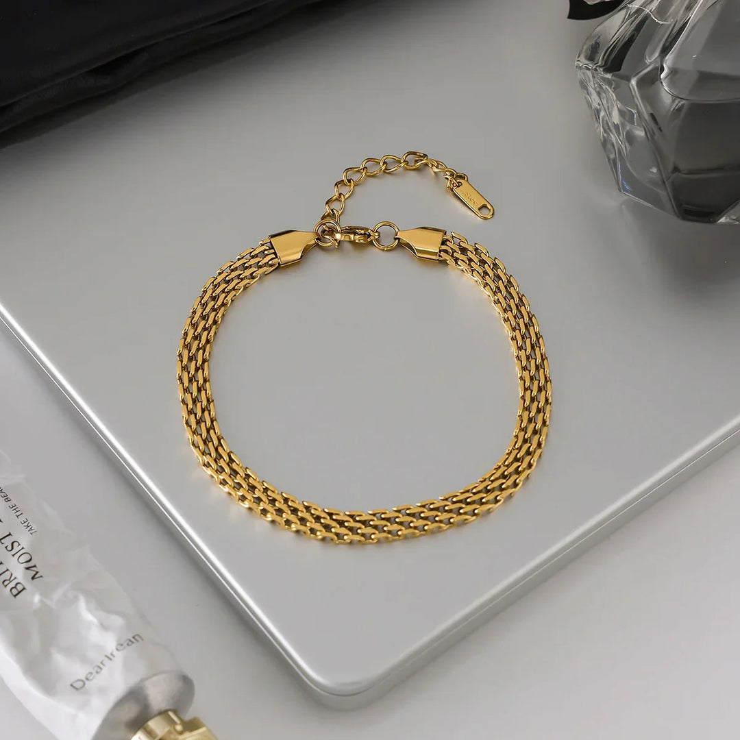 Gold Plated Mesh Chain Anklet for Women
