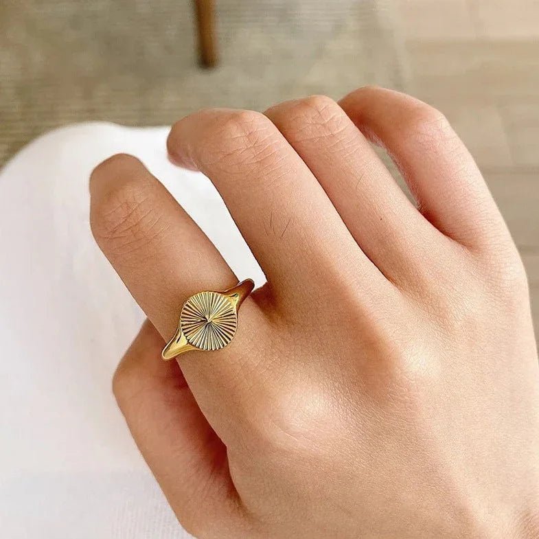 Minimalist Gold-Plated Signet Ring for Women