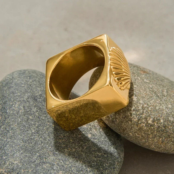 Gold-Plated Stainless Steel Statement Ring for Women