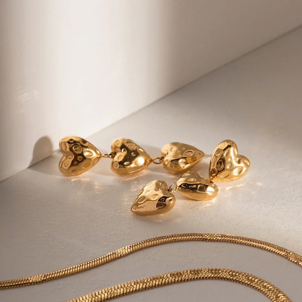 Gold-Plated Heart Drop Earrings for Women