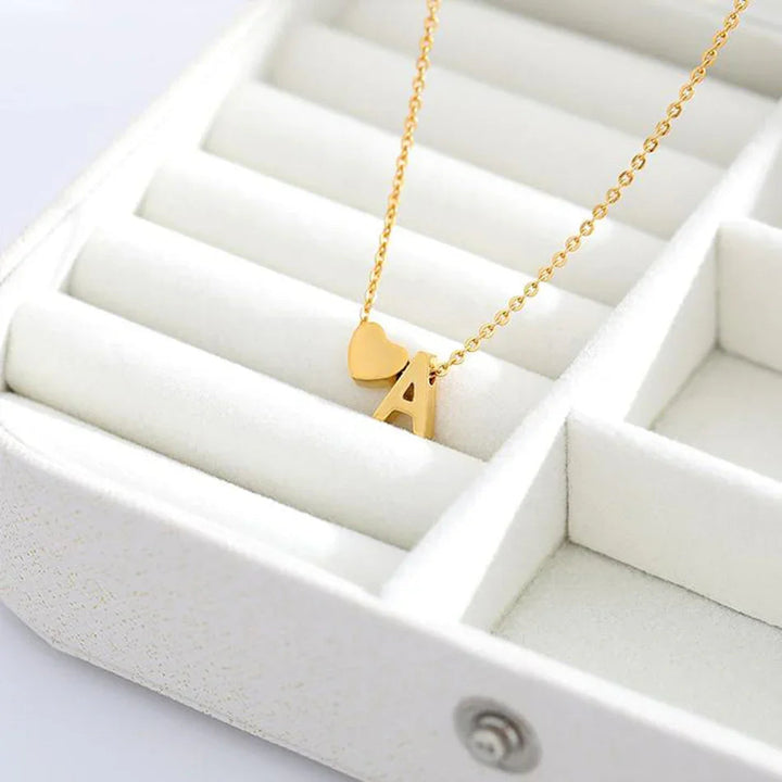 Gold-Plated Initial Heart Pendant Necklace
