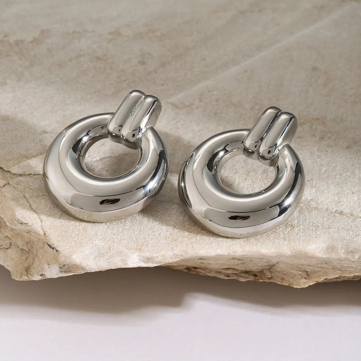 Silver-Plated Stainless Steel Hoop Earrings