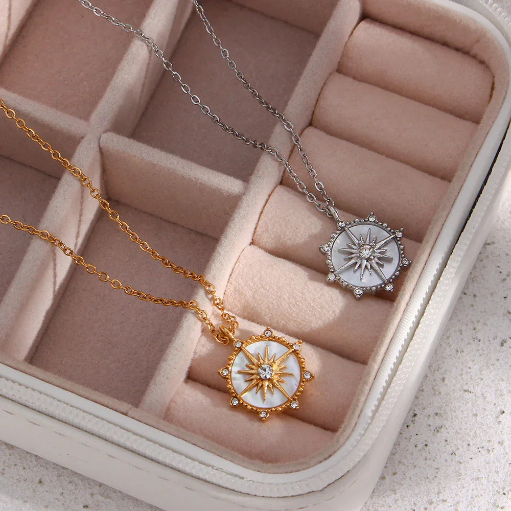 Gold-Plated CZ Star Pendant Necklace For Women