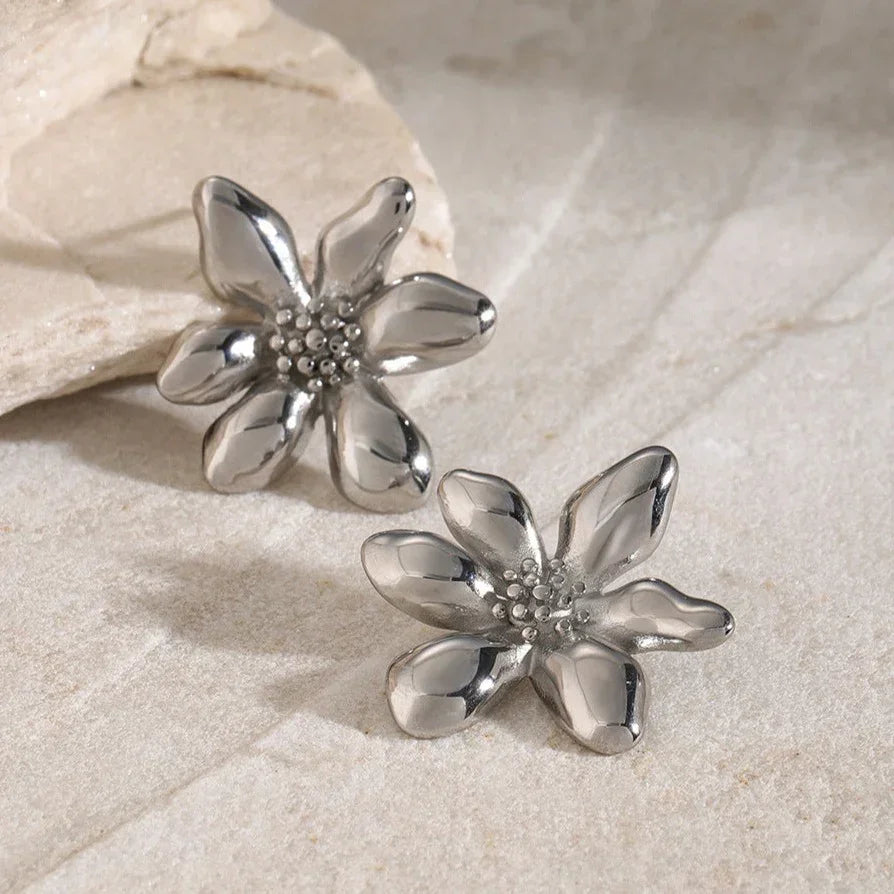 Gold-Plated Flower Petal Earrings