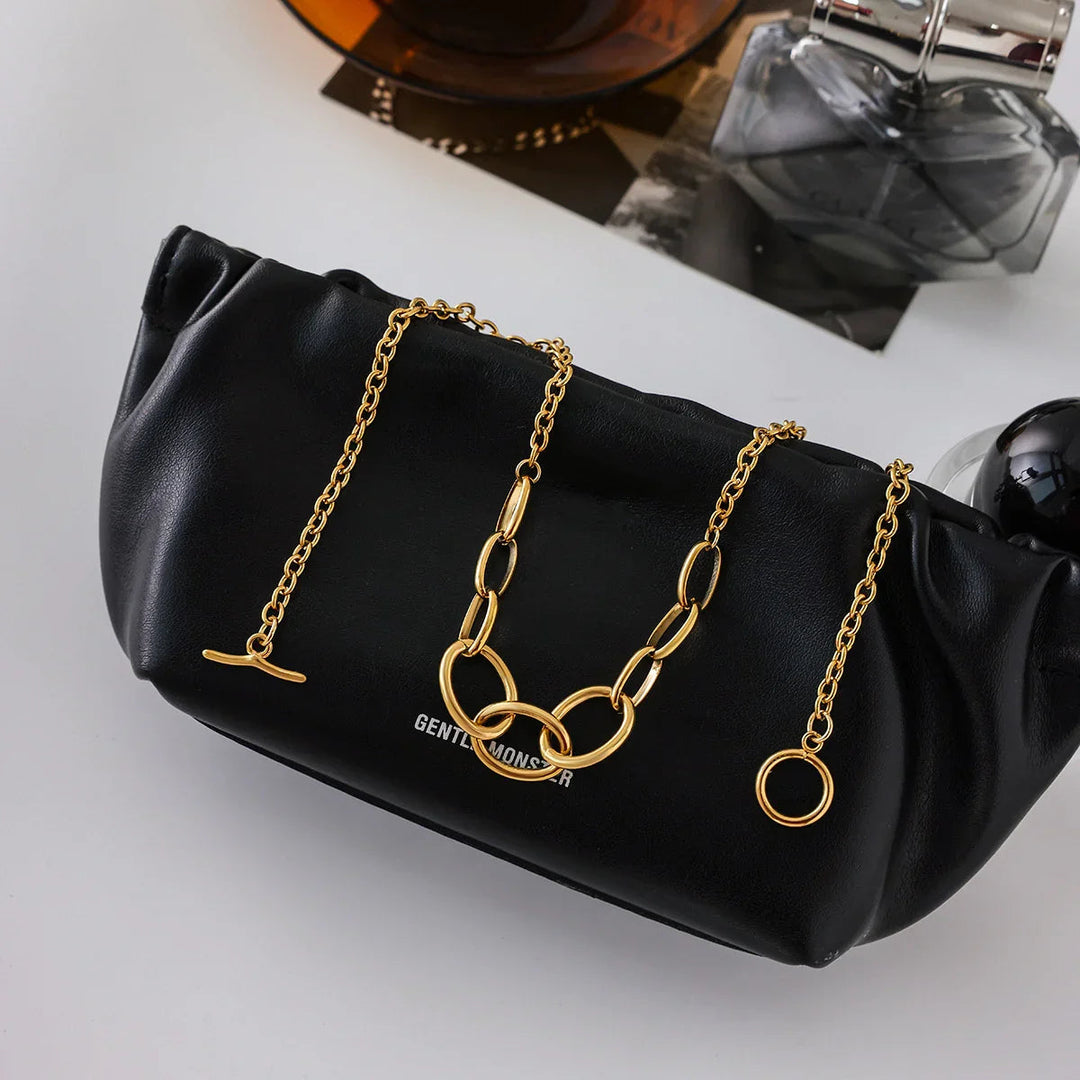 Gold Plated Chain Necklace with Toggle Clasp